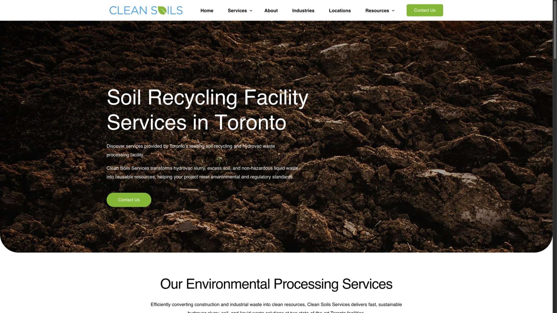 Clean Soils Services — Processing services