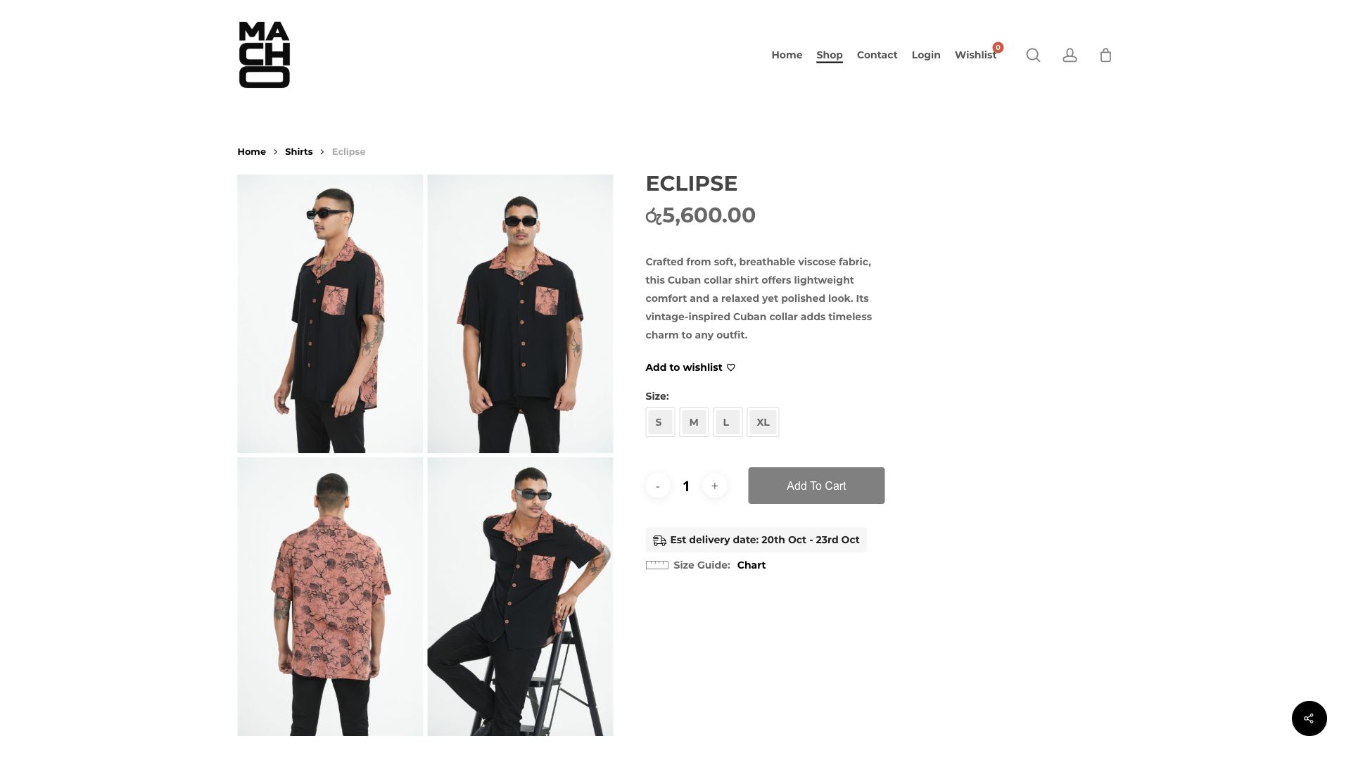Macho Clothing — Product selection