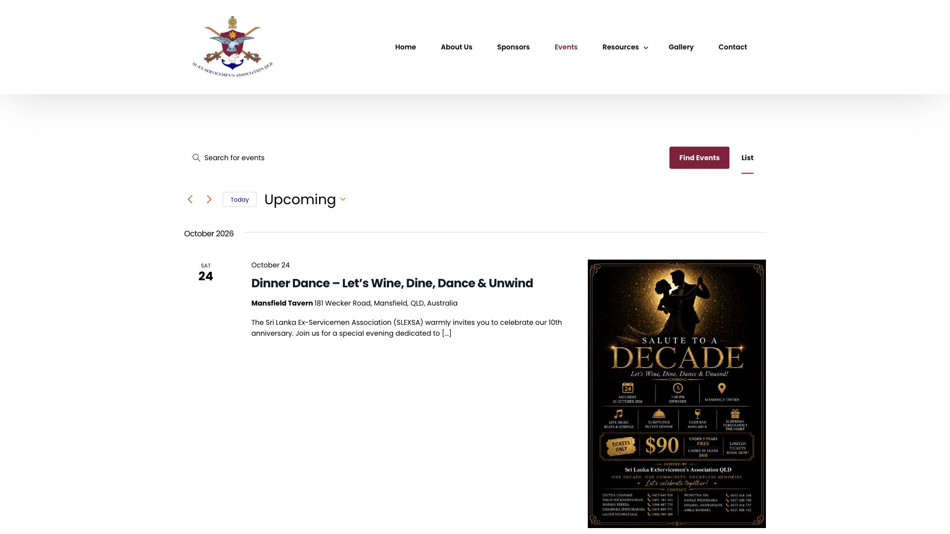 Sri Lanka Ex-Servicemen Association of Queensland — Events
