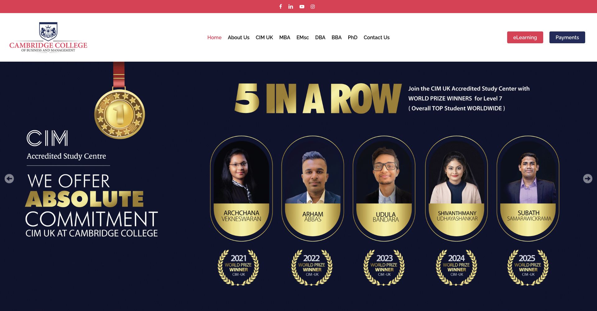 Cambridge College of Business and Management desktop experience