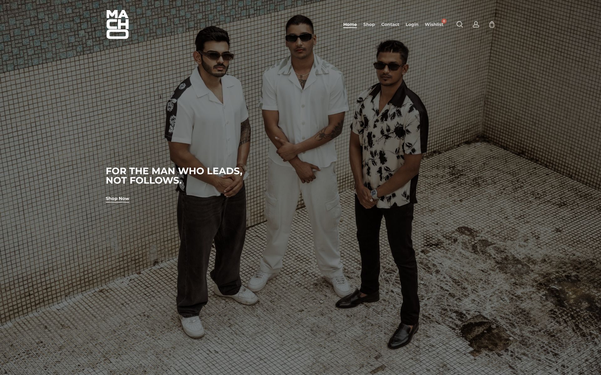 Macho Clothing desktop experience